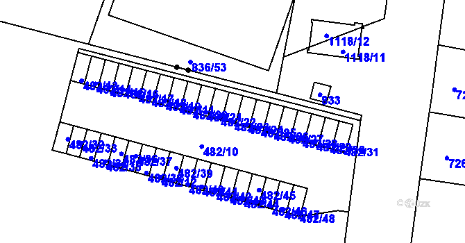 Parcela st. 482/23 v KÚ Bohnice, Katastrální mapa