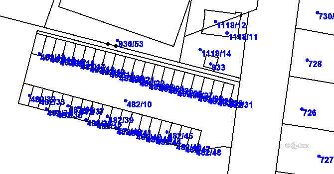 Parcela st. 482/25 v KÚ Bohnice, Katastrální mapa