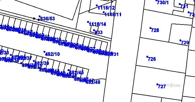 Parcela st. 482/30 v KÚ Bohnice, Katastrální mapa