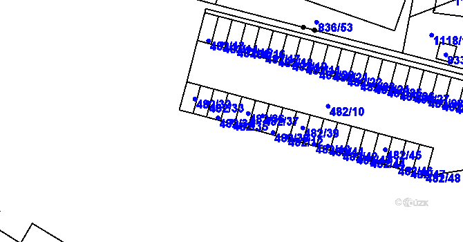 Parcela st. 482/35 v KÚ Bohnice, Katastrální mapa