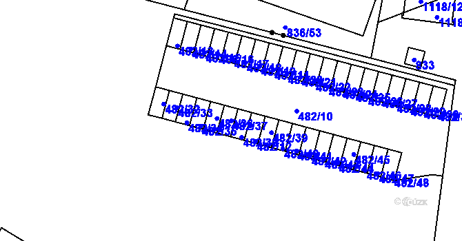 Parcela st. 482/37 v KÚ Bohnice, Katastrální mapa