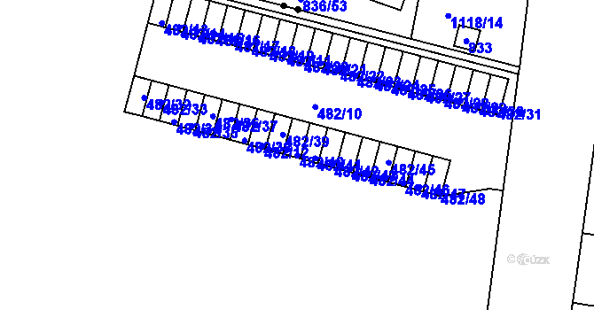 Parcela st. 482/40 v KÚ Bohnice, Katastrální mapa