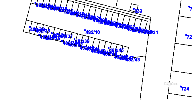 Parcela st. 482/43 v KÚ Bohnice, Katastrální mapa