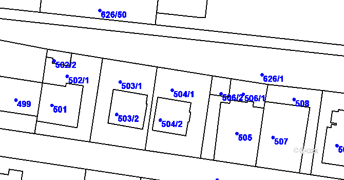 Parcela st. 504/1 v KÚ Bohnice, Katastrální mapa