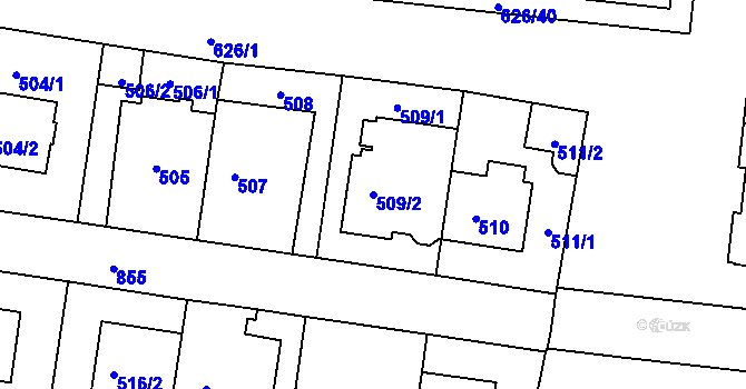 Parcela st. 509/2 v KÚ Bohnice, Katastrální mapa