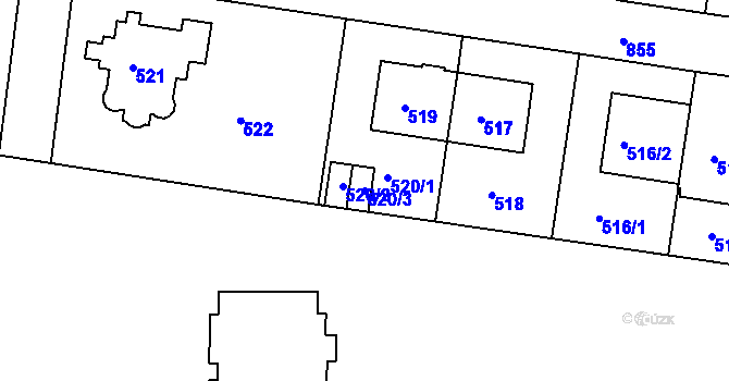 Parcela st. 520/3 v KÚ Bohnice, Katastrální mapa