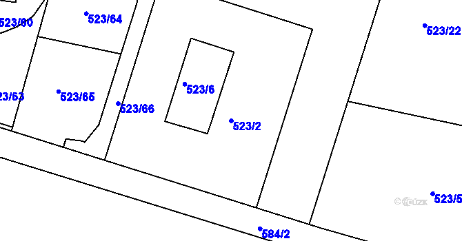 Parcela st. 523/2 v KÚ Bohnice, Katastrální mapa