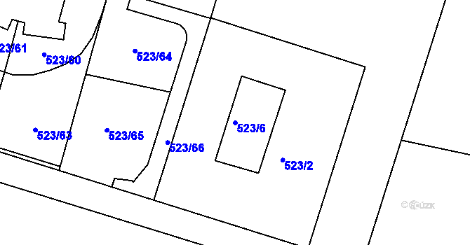 Parcela st. 523/6 v KÚ Bohnice, Katastrální mapa