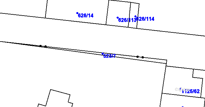 Parcela st. 523/7 v KÚ Bohnice, Katastrální mapa
