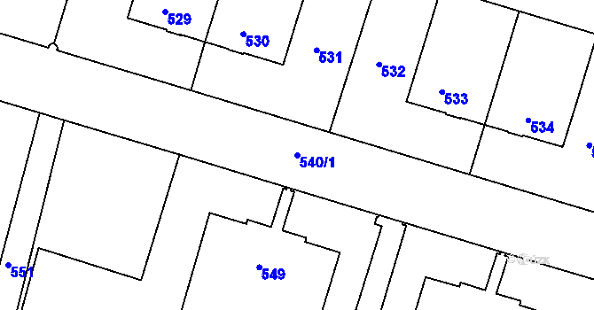 Parcela st. 540/1 v KÚ Bohnice, Katastrální mapa