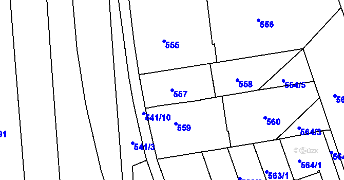 Parcela st. 557 v KÚ Bohnice, Katastrální mapa