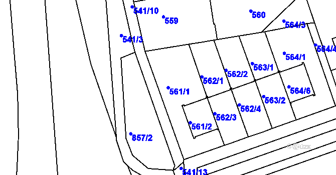 Parcela st. 561/1 v KÚ Bohnice, Katastrální mapa