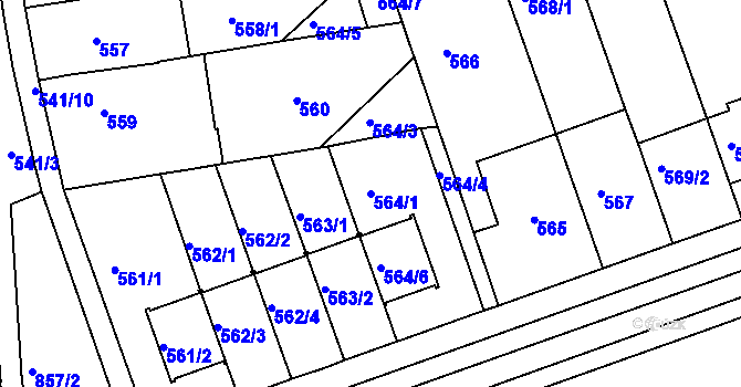 Parcela st. 564/1 v KÚ Bohnice, Katastrální mapa