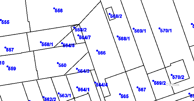 Parcela st. 566 v KÚ Bohnice, Katastrální mapa