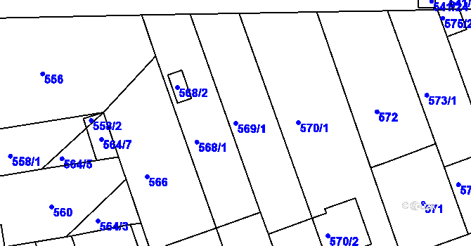 Parcela st. 569/1 v KÚ Bohnice, Katastrální mapa