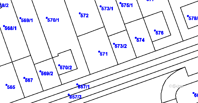 Parcela st. 571 v KÚ Bohnice, Katastrální mapa