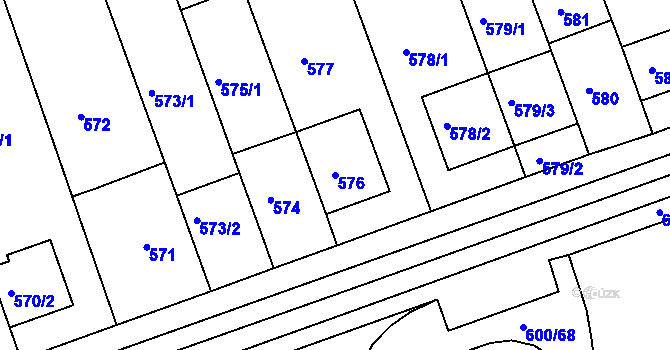 Parcela st. 576 v KÚ Bohnice, Katastrální mapa