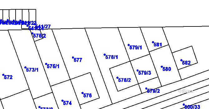 Parcela st. 578/1 v KÚ Bohnice, Katastrální mapa