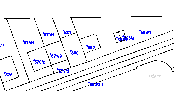 Parcela st. 582 v KÚ Bohnice, Katastrální mapa
