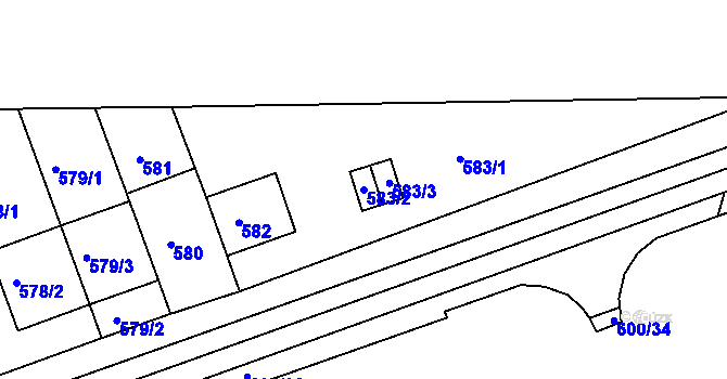Parcela st. 583/2 v KÚ Bohnice, Katastrální mapa