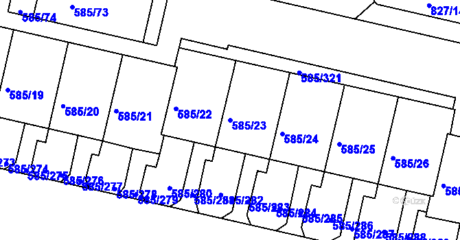 Parcela st. 585/23 v KÚ Bohnice, Katastrální mapa