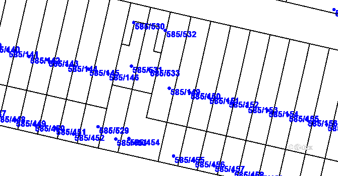 Parcela st. 585/149 v KÚ Bohnice, Katastrální mapa