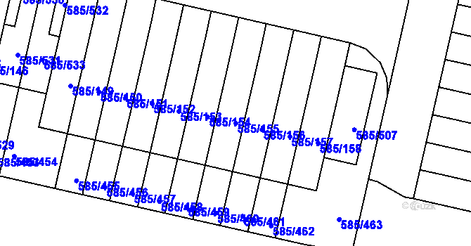 Parcela st. 585/155 v KÚ Bohnice, Katastrální mapa