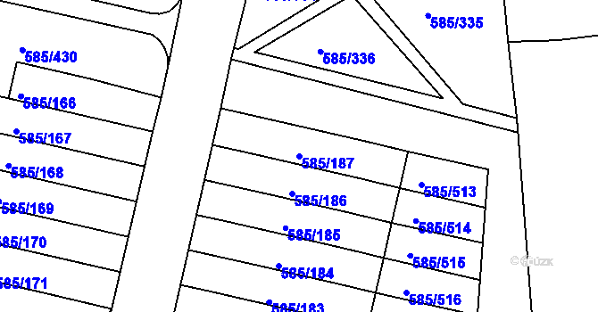 Parcela st. 585/187 v KÚ Bohnice, Katastrální mapa