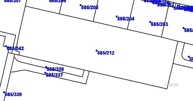 Parcela st. 585/212 v KÚ Bohnice, Katastrální mapa