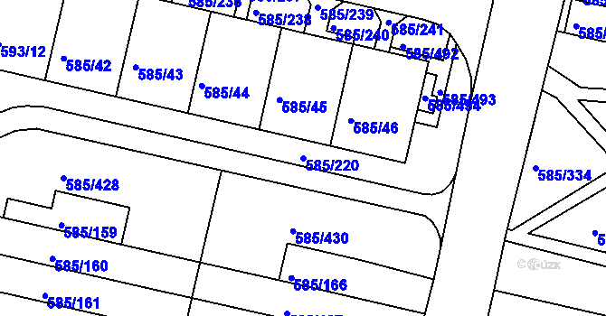 Parcela st. 585/220 v KÚ Bohnice, Katastrální mapa
