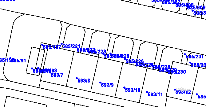 Parcela st. 585/224 v KÚ Bohnice, Katastrální mapa