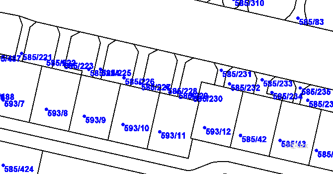 Parcela st. 585/228 v KÚ Bohnice, Katastrální mapa