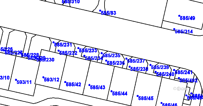 Parcela st. 585/235 v KÚ Bohnice, Katastrální mapa