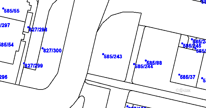 Parcela st. 585/243 v KÚ Bohnice, Katastrální mapa
