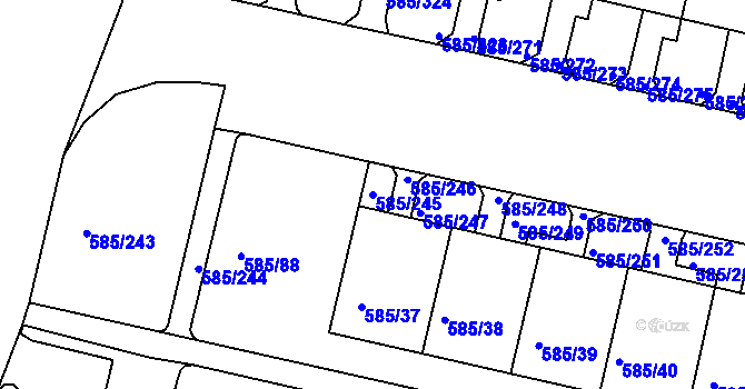 Parcela st. 585/245 v KÚ Bohnice, Katastrální mapa
