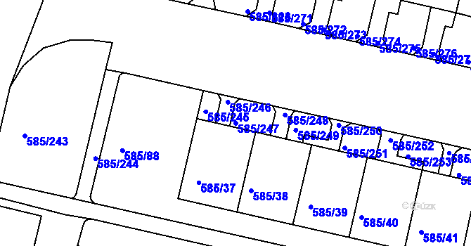 Parcela st. 585/247 v KÚ Bohnice, Katastrální mapa