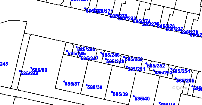 Parcela st. 585/248 v KÚ Bohnice, Katastrální mapa