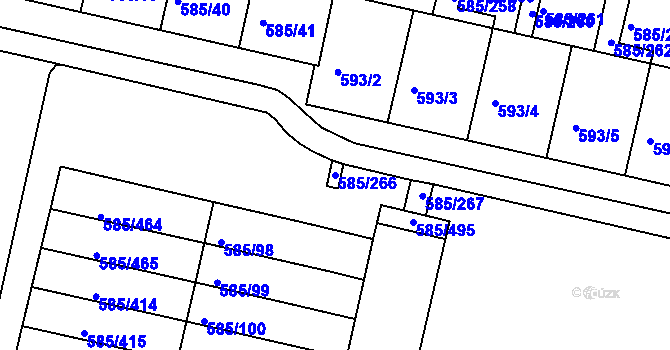 Parcela st. 585/266 v KÚ Bohnice, Katastrální mapa