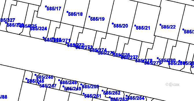 Parcela st. 585/275 v KÚ Bohnice, Katastrální mapa