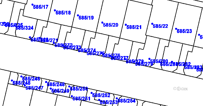 Parcela st. 585/276 v KÚ Bohnice, Katastrální mapa