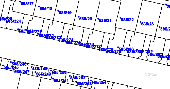 Parcela st. 585/277 v KÚ Bohnice, Katastrální mapa