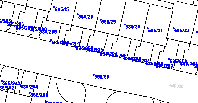 Parcela st. 585/294 v KÚ Bohnice, Katastrální mapa