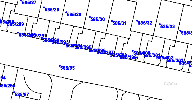 Parcela st. 585/297 v KÚ Bohnice, Katastrální mapa