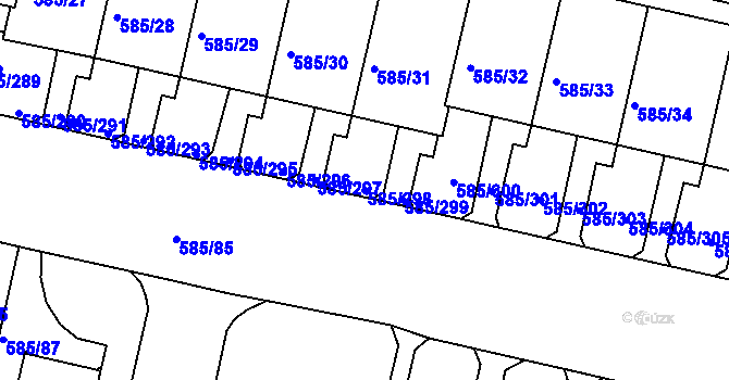 Parcela st. 585/298 v KÚ Bohnice, Katastrální mapa