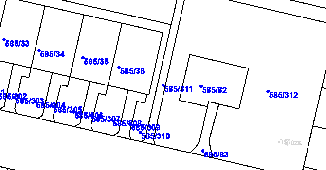 Parcela st. 585/311 v KÚ Bohnice, Katastrální mapa