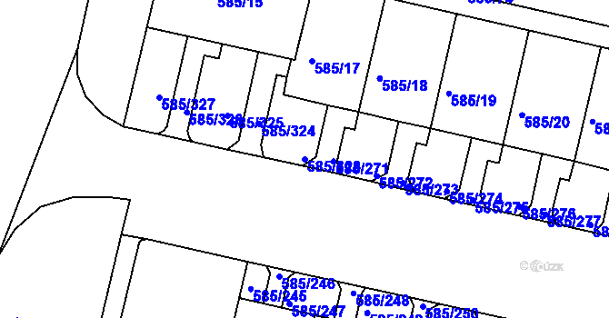 Parcela st. 585/323 v KÚ Bohnice, Katastrální mapa