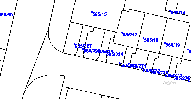 Parcela st. 585/325 v KÚ Bohnice, Katastrální mapa