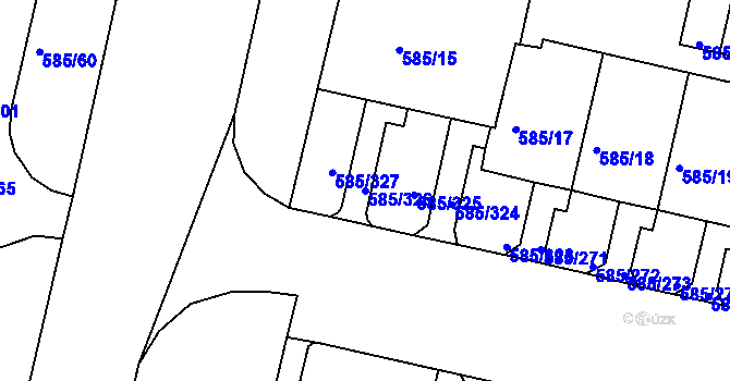Parcela st. 585/326 v KÚ Bohnice, Katastrální mapa