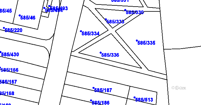 Parcela st. 585/336 v KÚ Bohnice, Katastrální mapa