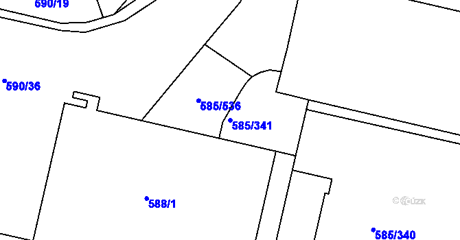 Parcela st. 585/341 v KÚ Bohnice, Katastrální mapa